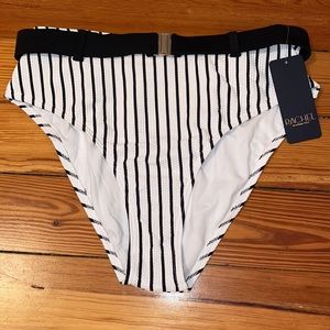 Rachel Roy Striped High Waisted Bikini Bottoms